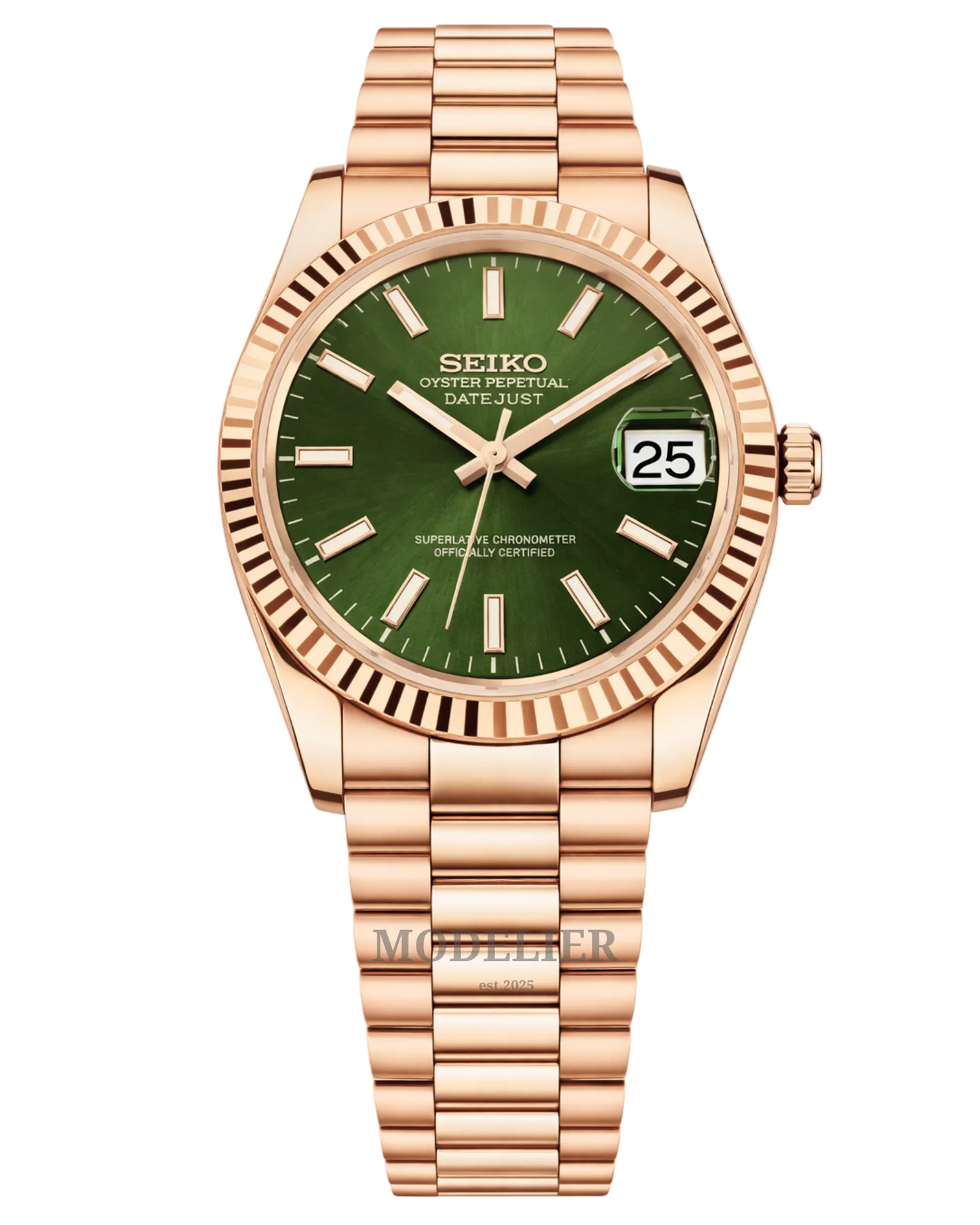 Seiko Datejust Mod Rose Gold Green