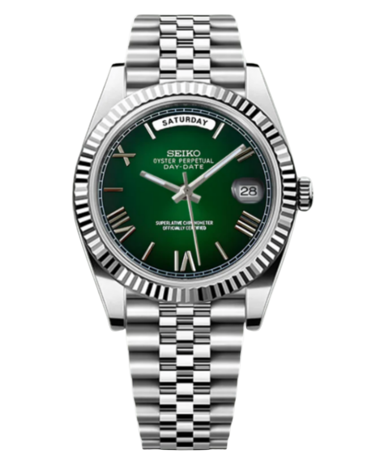 Seiko DayDate Mod Roman Green