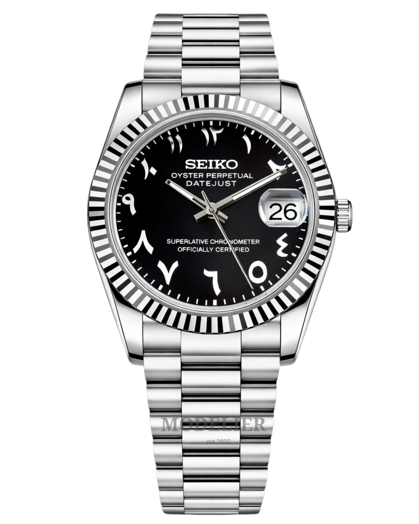 Seiko Datejust Μαύρο Αραβικό Ατσάλι 42mm Αυτόματη 11111-001 καινούριο