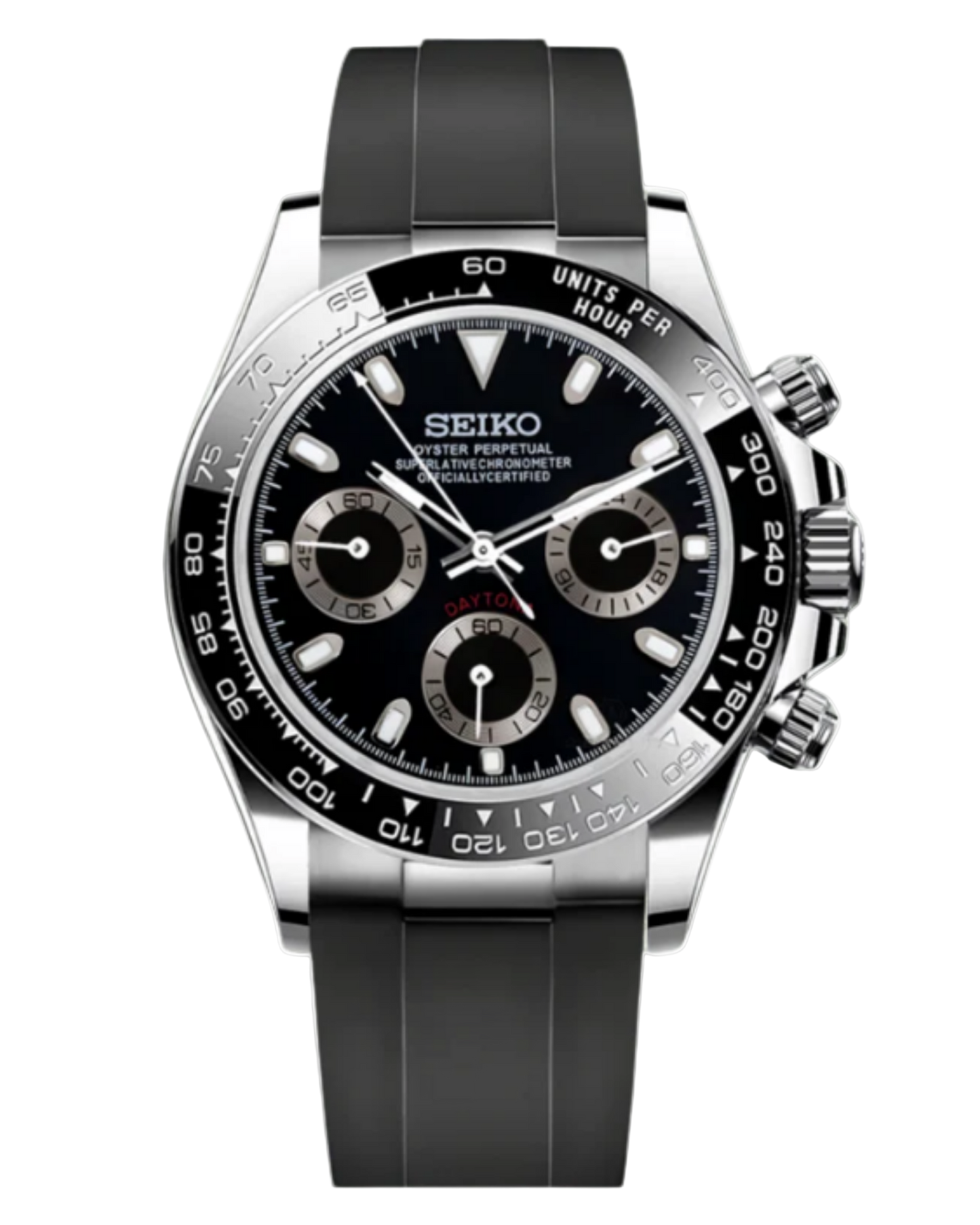 Seiko Daytona Mod Oysterflex Black