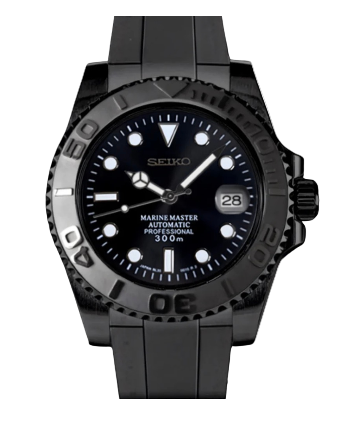 Seiko Marine Master Mod Oysterflex Black