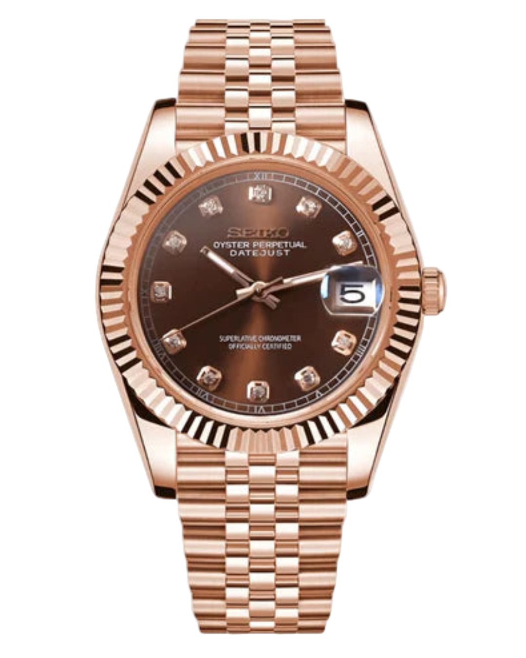 Seiko Datejust Mod Woman Rose Gold Chocolate