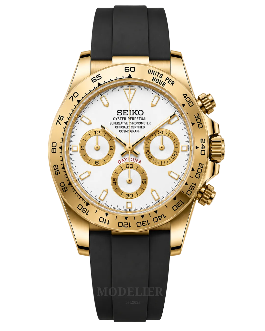 Seiko Daytona Mod White Gold