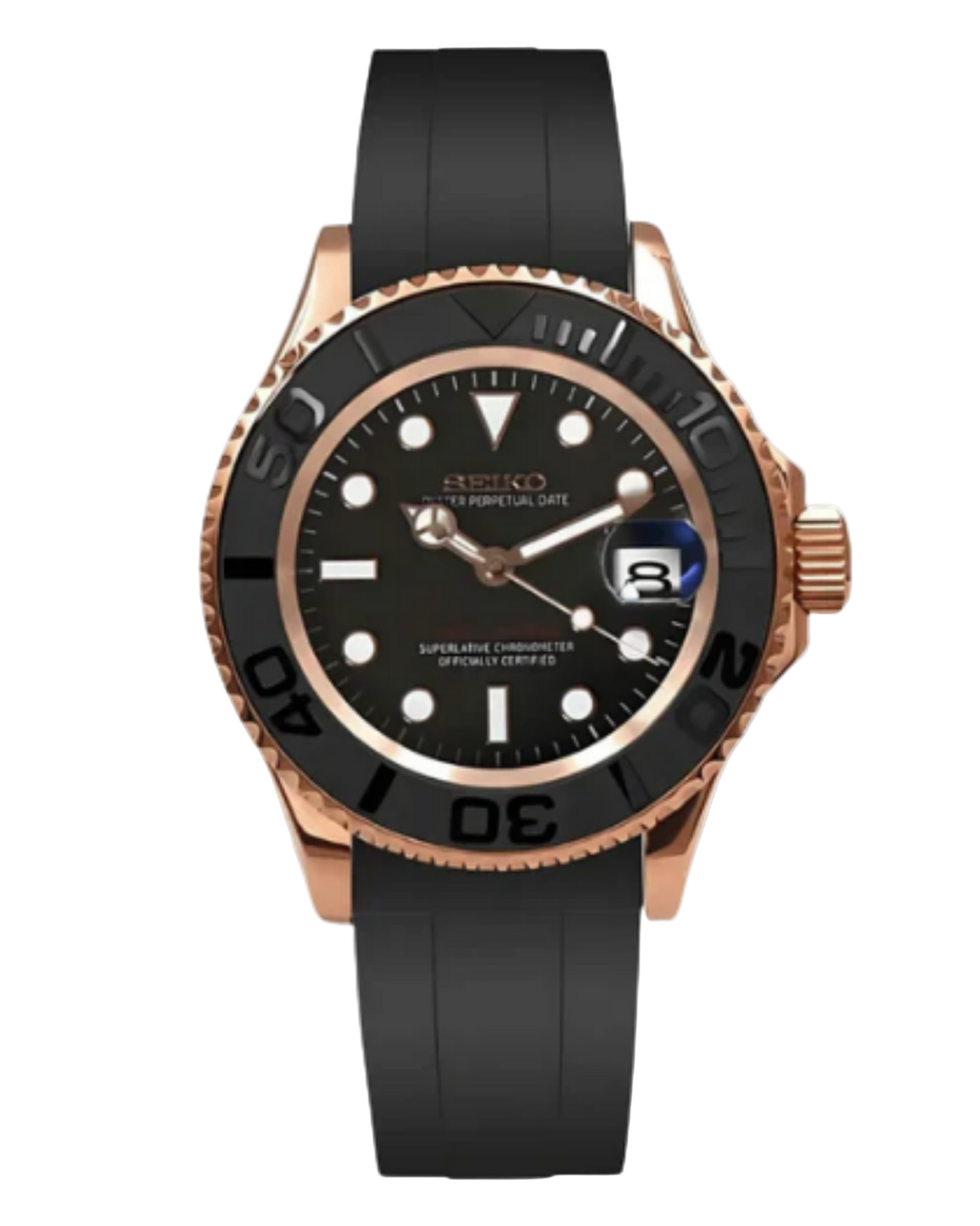 Seiko YachtMaster Mod Oysterflex Rose Gold