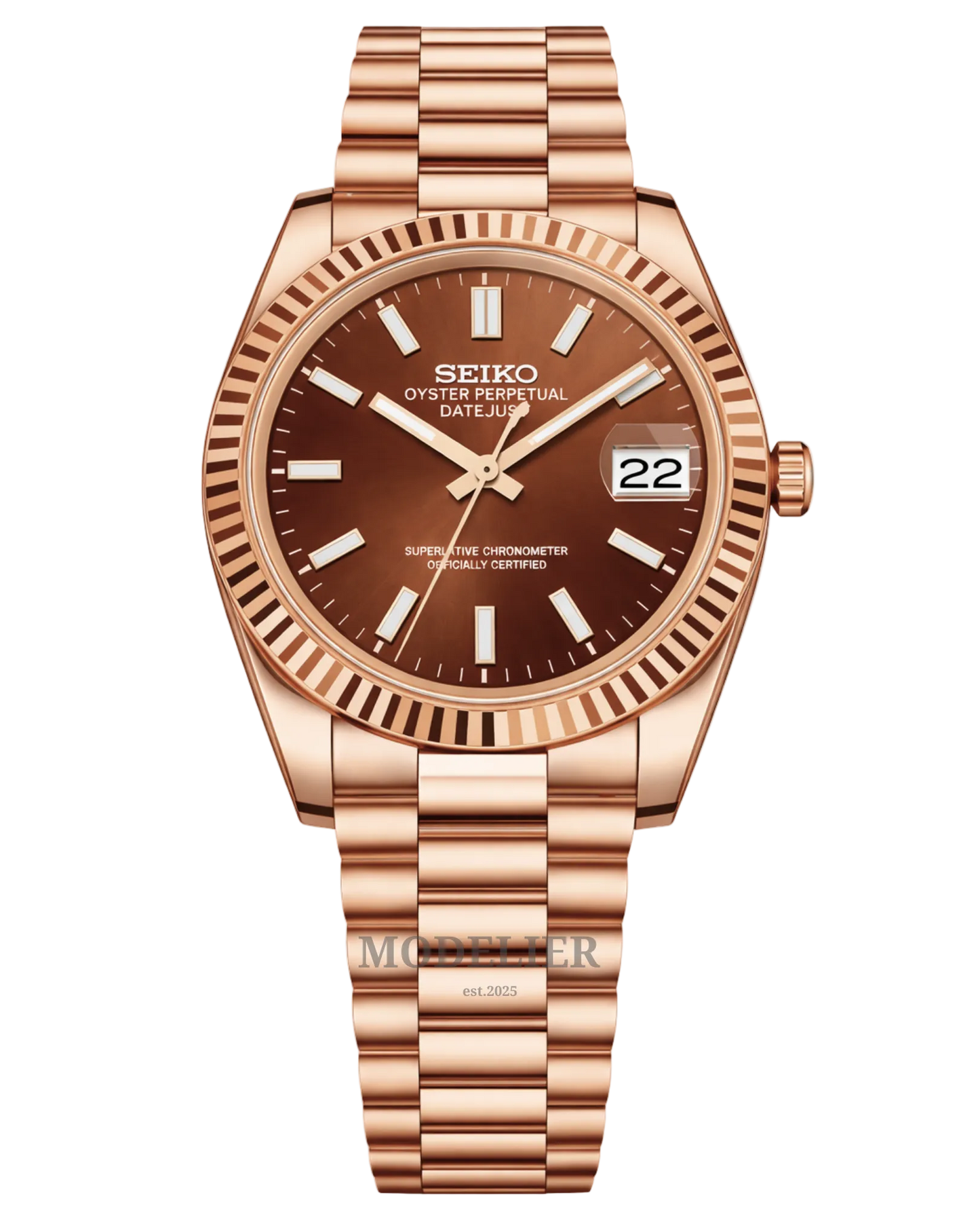 Seiko Datejust Mod Rose Gold Chocolate