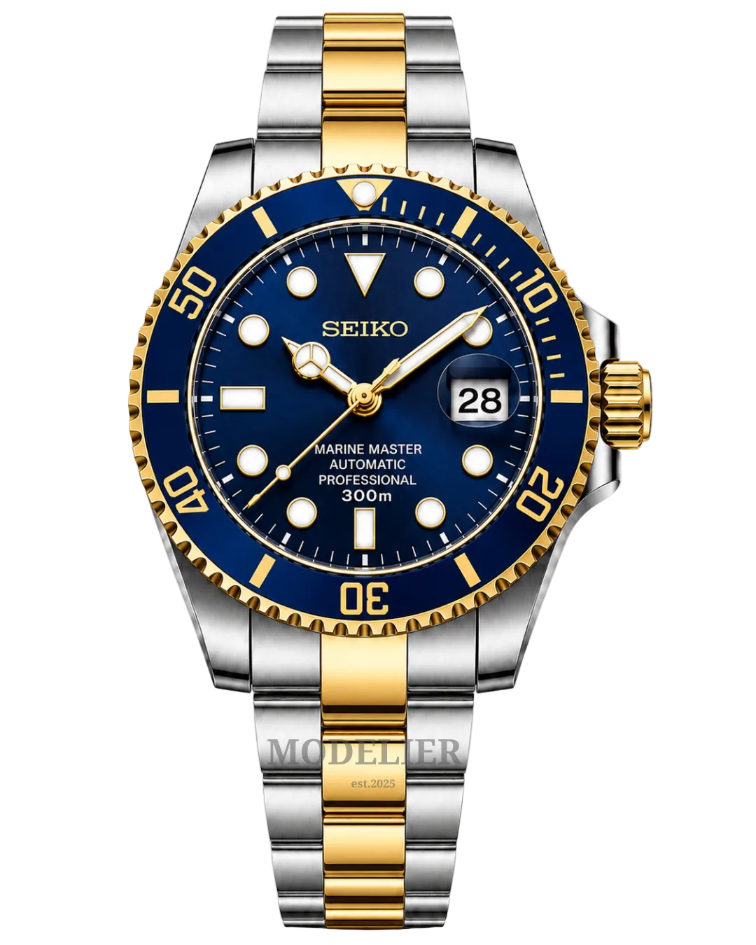 Seiko Submariner Mod Blue Gold Two Tone