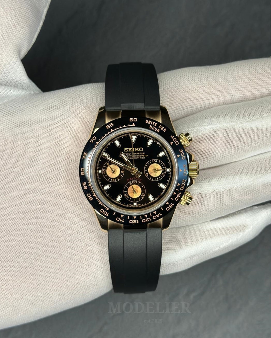 Seiko Daytona Mod Rose Gold Oysterflex