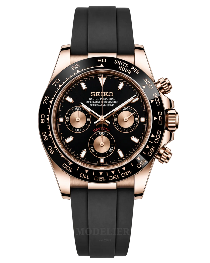 Seiko Daytona Mod Rose Gold Oysterflex