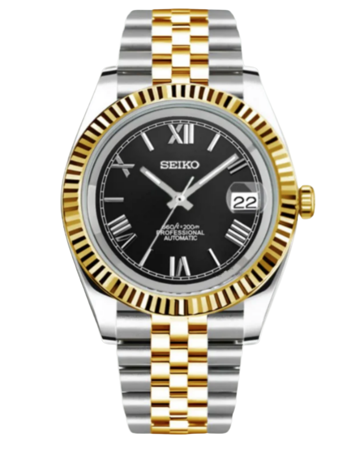 Seiko Datejust Mod Two-Tone Roman Black