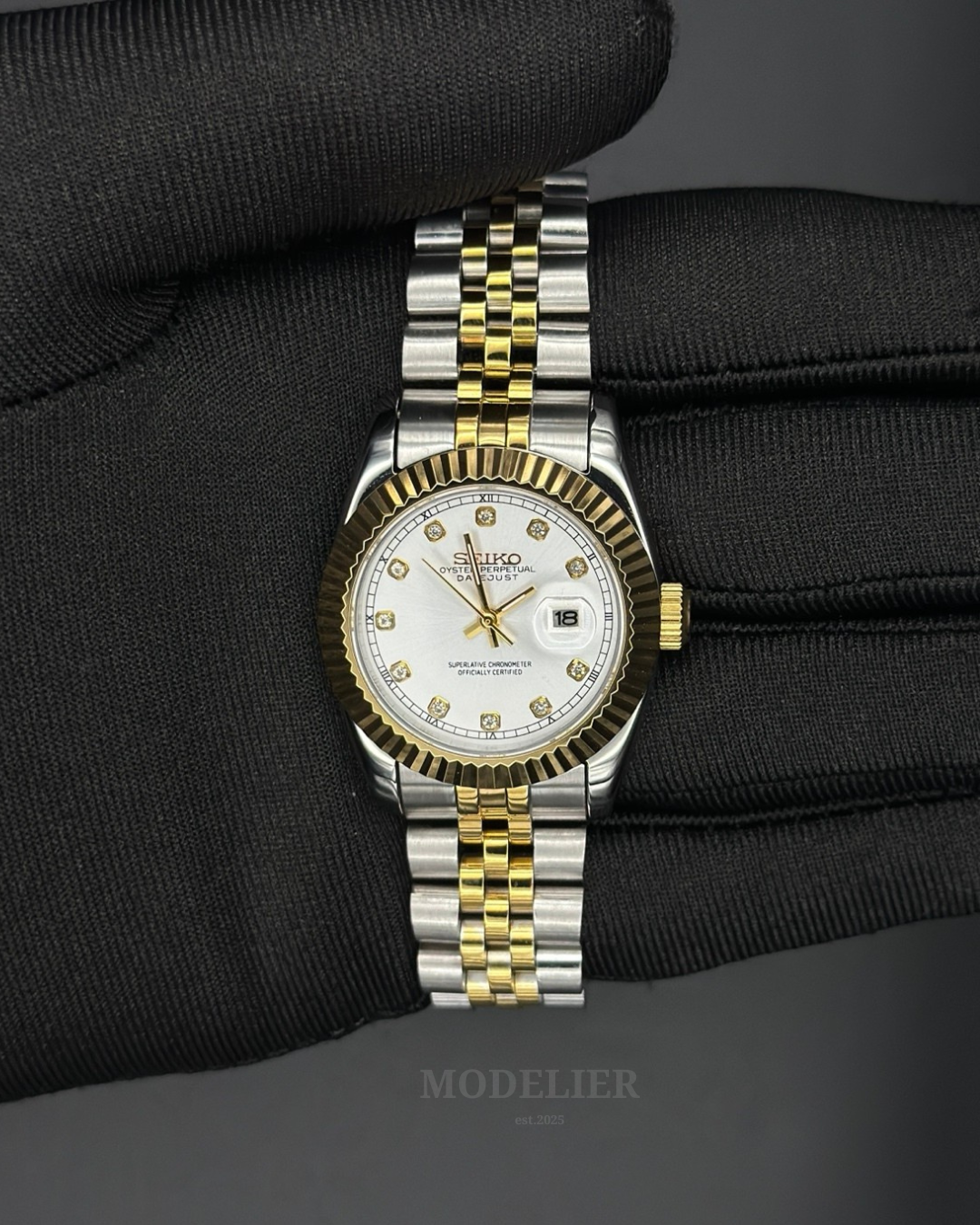 Seiko Datejust Mod Woman Two-Tone Silver Diamond
