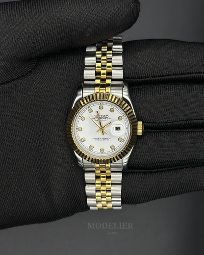 Seiko Datejust Mod Woman Two-Tone Silver Diamond