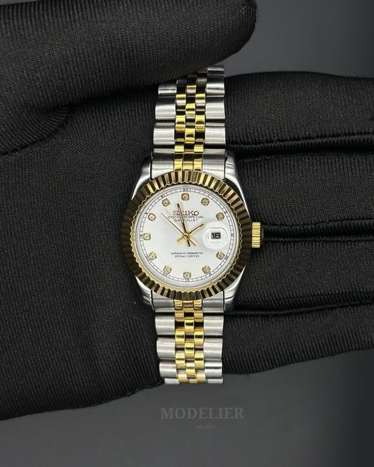 Seiko Datejust Mod Woman Two-Tone Silver Diamond