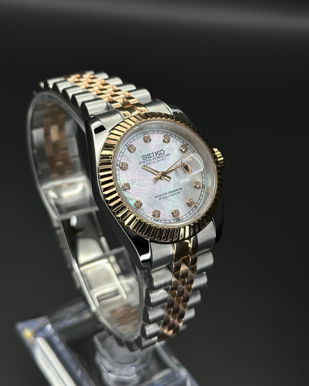 Seiko Datejust Mod Woman White Diamod Two Tone