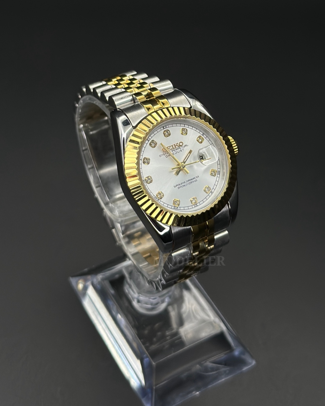 Seiko Datejust Mod Woman Two-Tone Silver Diamond