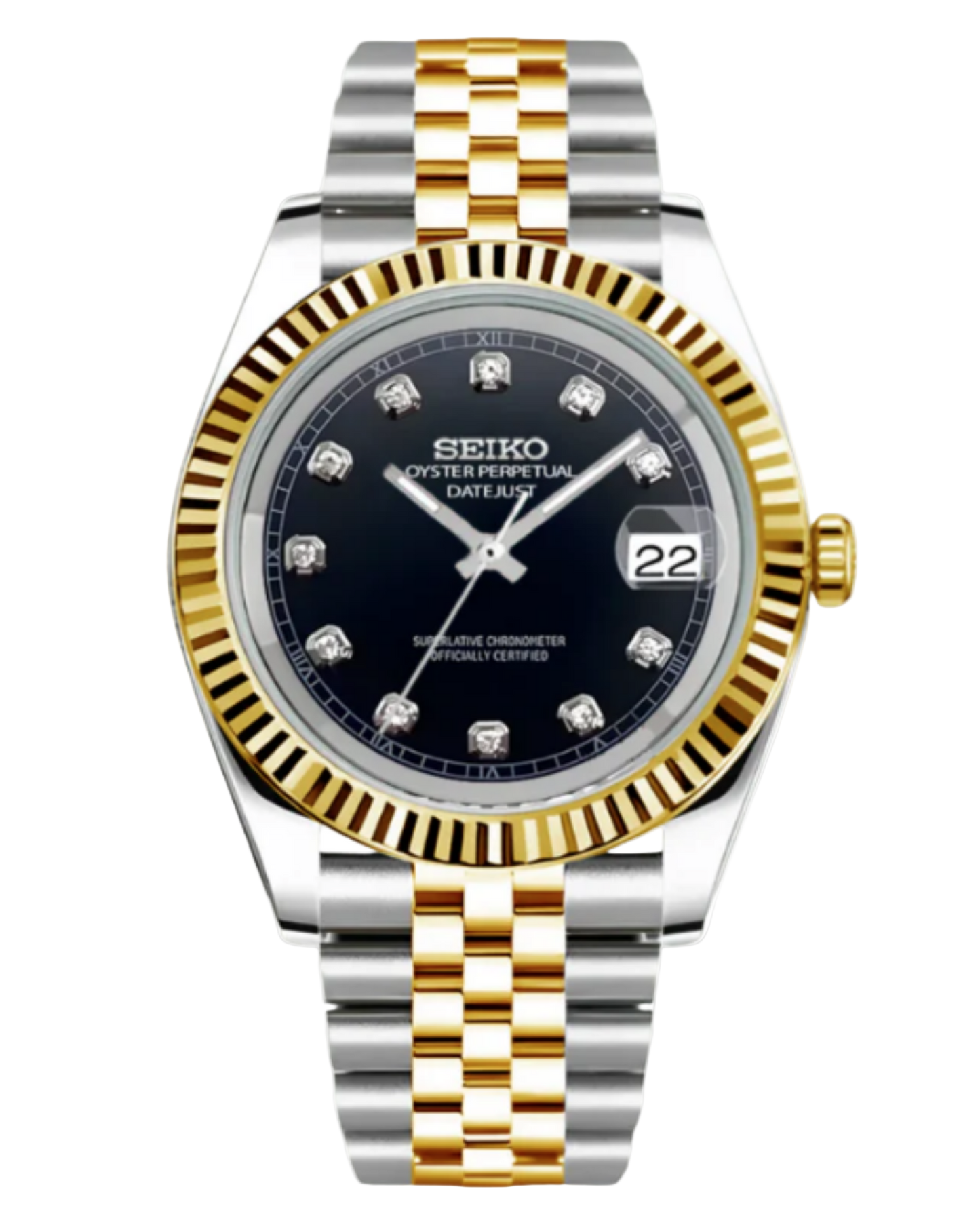 Seiko Datejust Mod Two-Tone Black Diamond