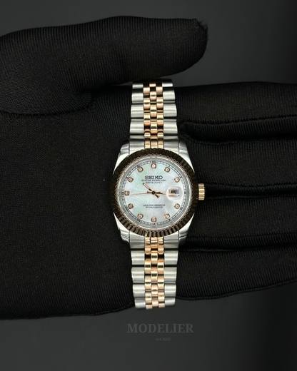 Seiko Datejust Mod Woman White Diamod Two Tone