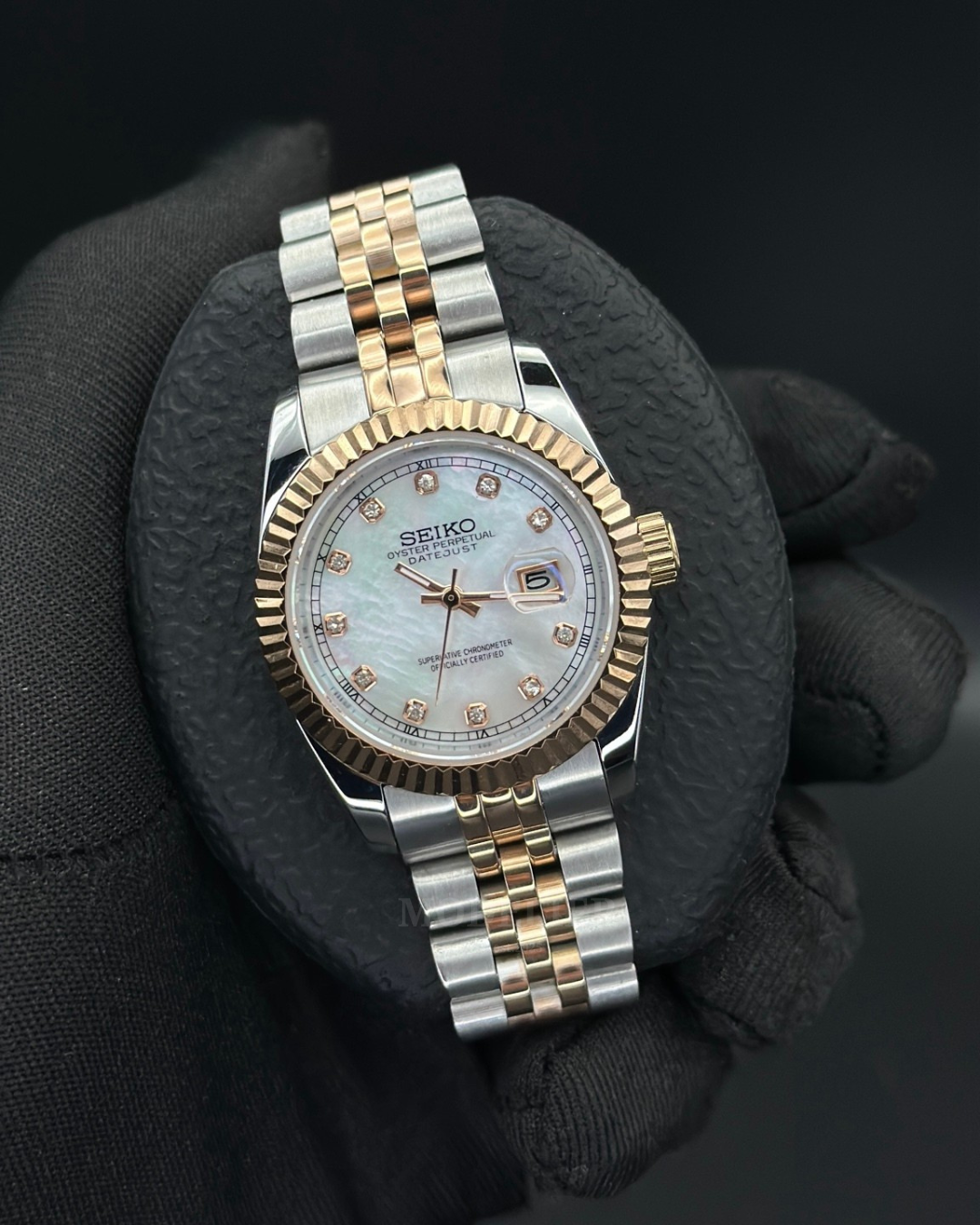 Seiko Datejust Mod Woman White Diamod Two Tone