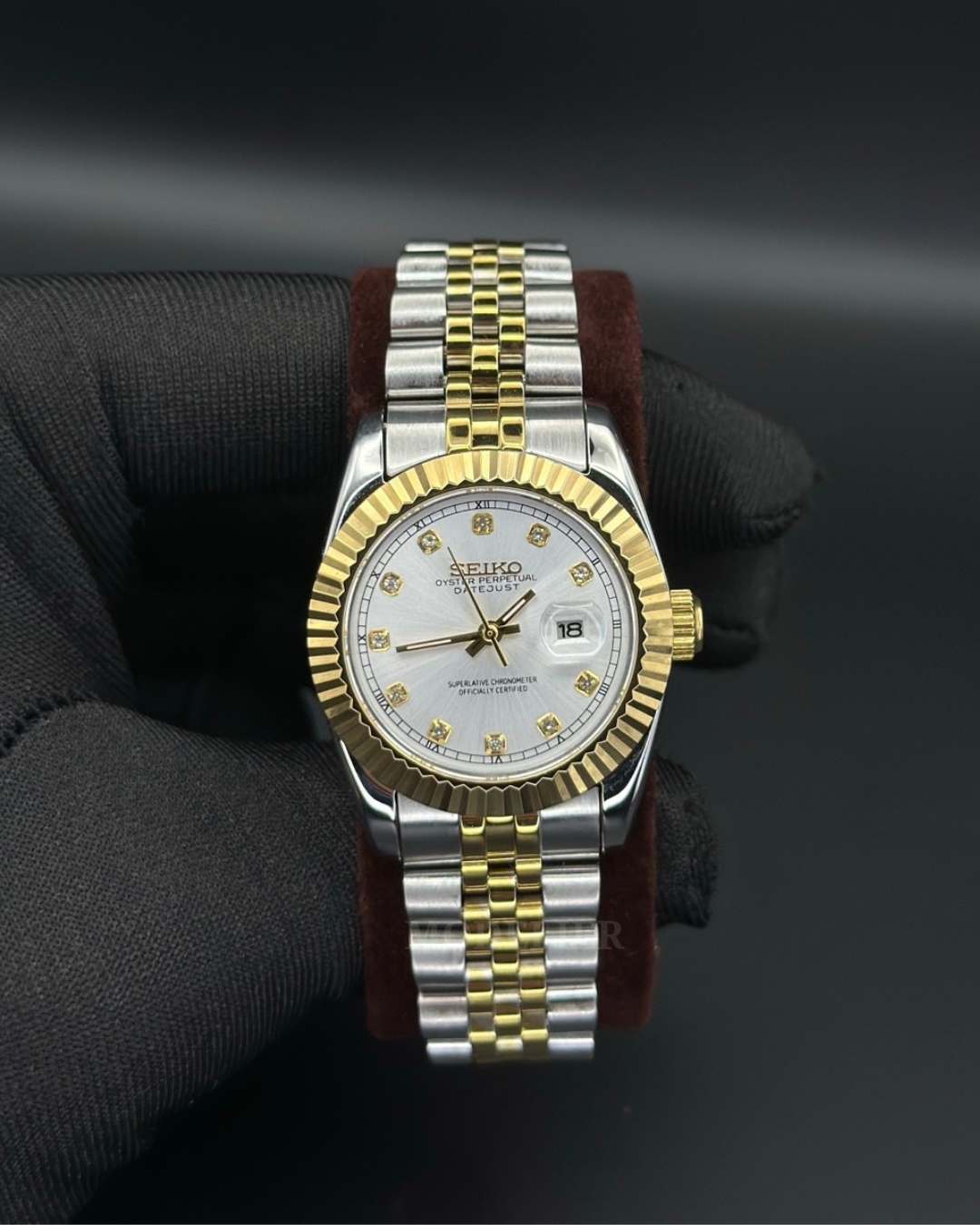 Seiko Datejust Mod Woman Two-Tone Silver Diamond