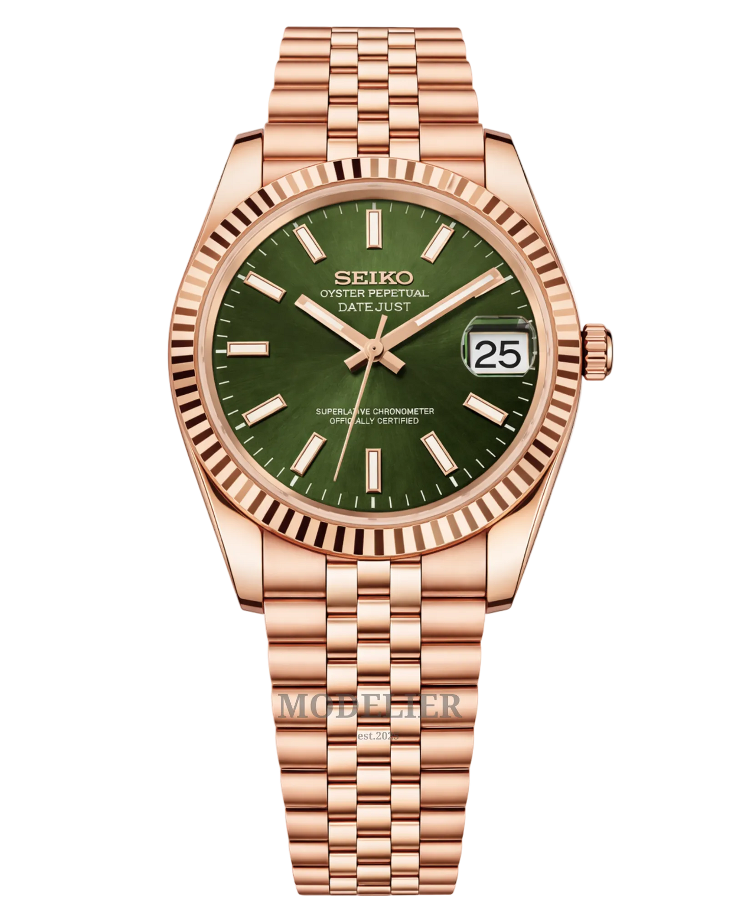 Seiko Datejust Mod Rose Gold Green