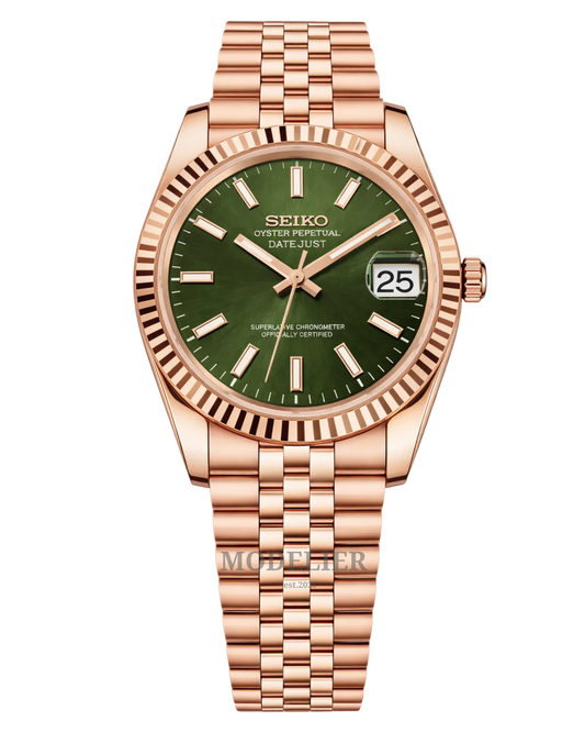 Seiko Datejust Mod Rose Gold Green
