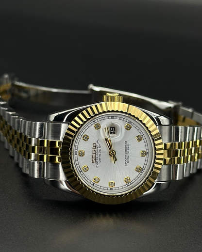 Seiko Datejust Mod Woman Two-Tone Silver Diamond