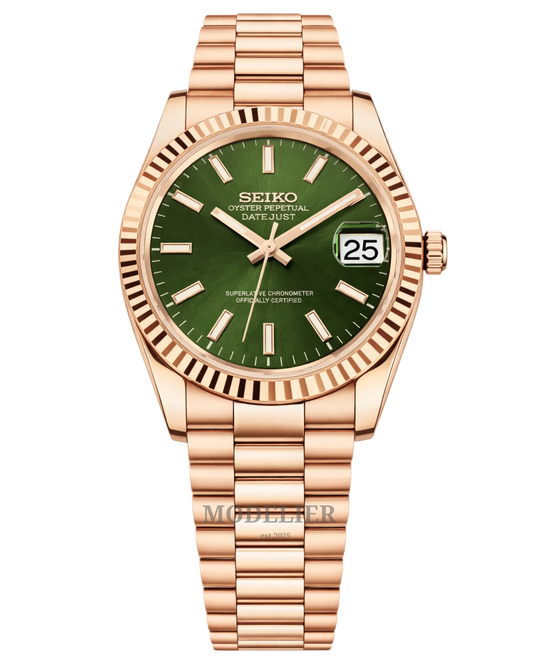 Seiko Datejust Mod Rose Gold Green