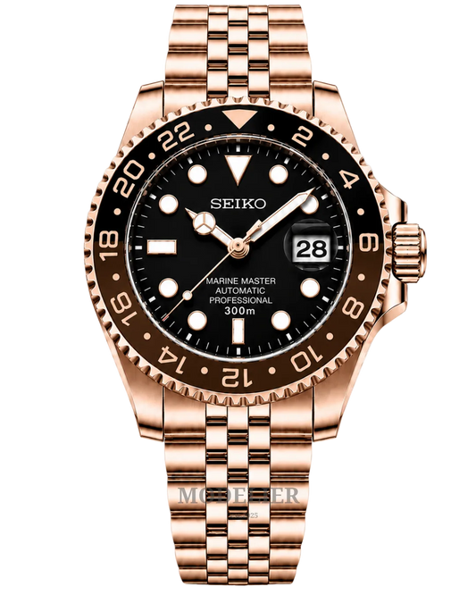 Seiko Submariner Mod Black Rose Gold