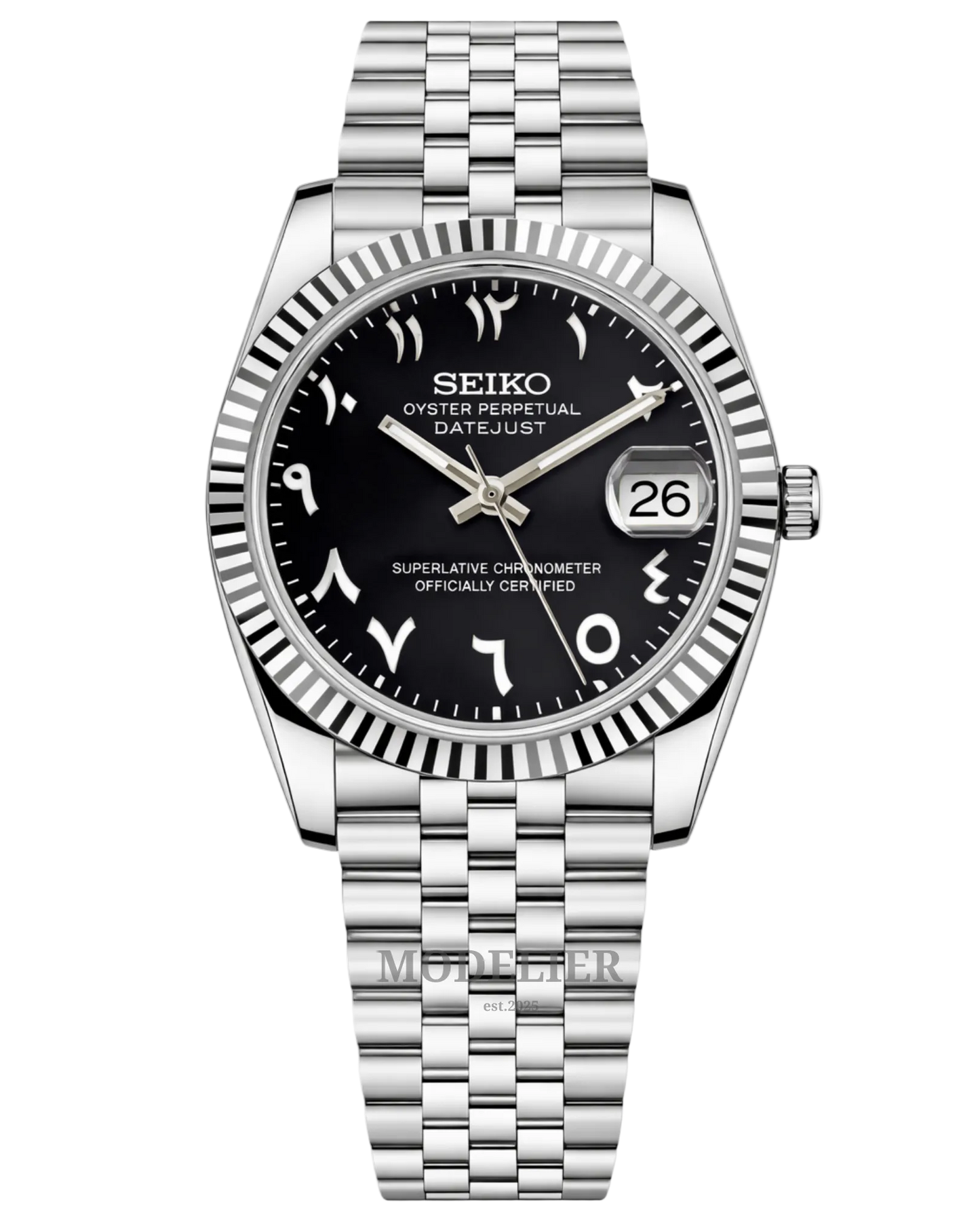 Seiko Datejust Μαύρο Αραβικό Ατσάλι 42mm Αυτόματη 11111-001 καινούριο