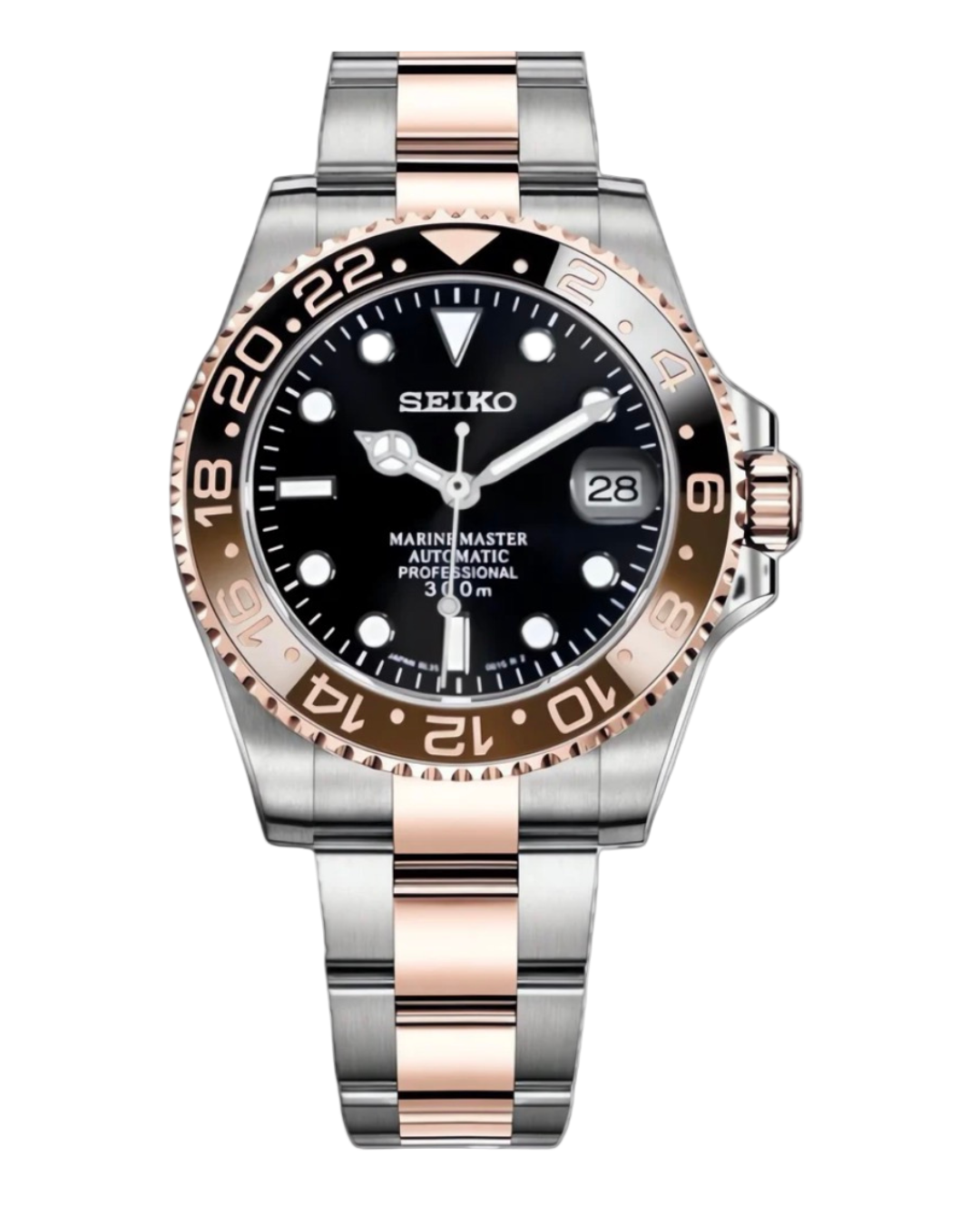 Seiko Submariner Mod Black Rose Gold Two Tone