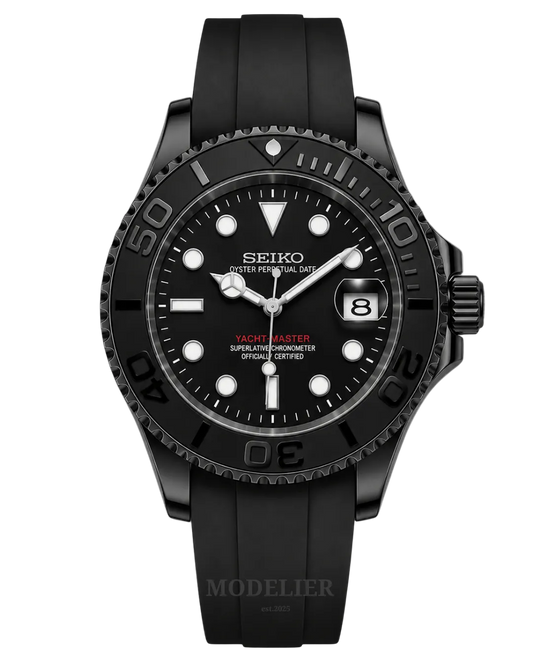 Seiko Marine Master Mod Oysterflex Black