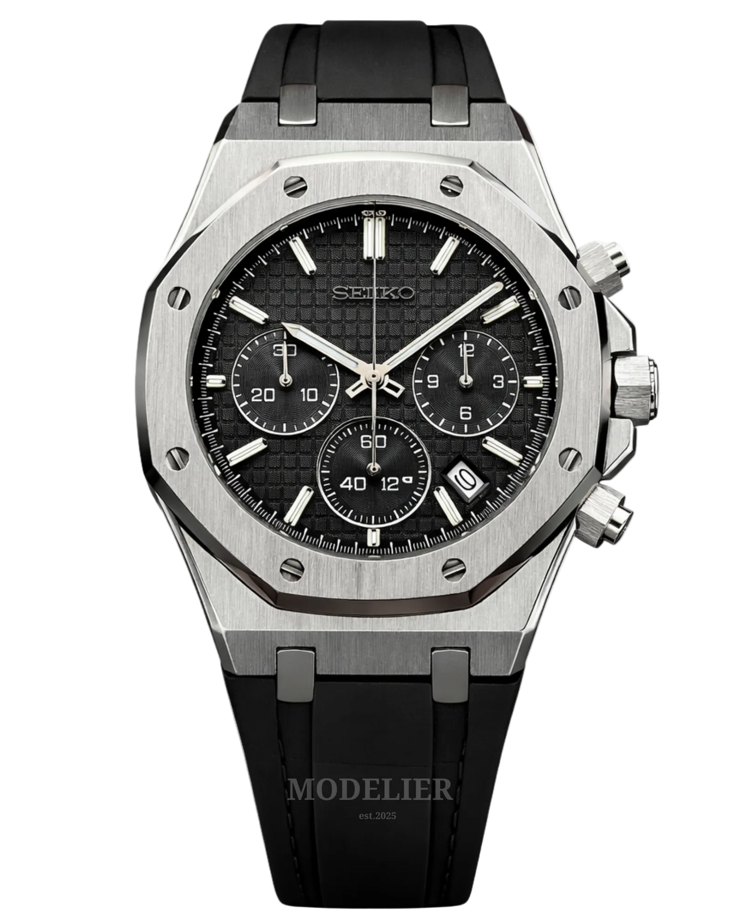 Seiko Royal Oak Mod Chronograph | Black Rubber