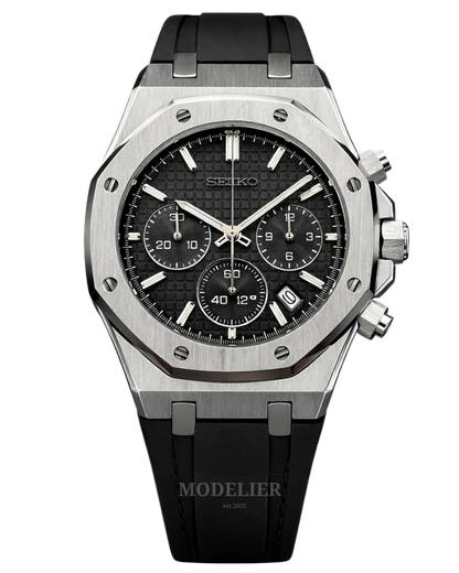 Seiko Royal Oak Mod Chronograph | Black Rubber