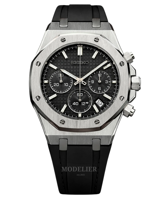 Seiko Royal Oak Mod Chronograph | Black Rubber