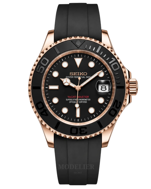Seiko YachtMaster Mod Oysterflex Rose Gold