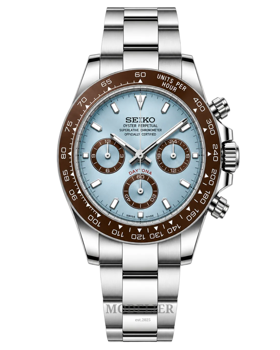 Seiko Daytona Mod Light Blue Brown