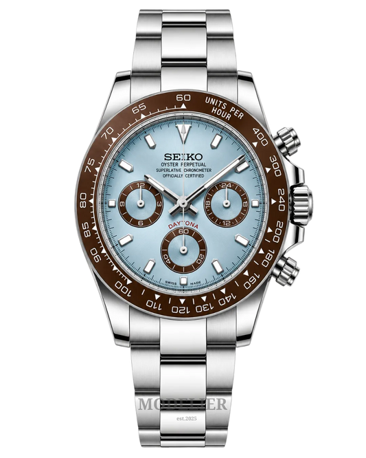 Seiko Daytona Mod Light Blue Brown
