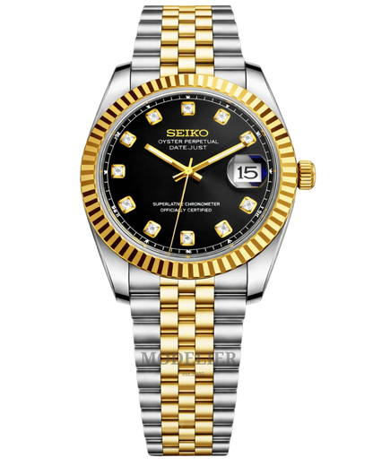 Seiko Datejust Mod Black Gold Diamond
