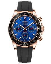 Seiko Daytona Mod Rose Gold Blue Oysterflex watch by Modelier Timepieces