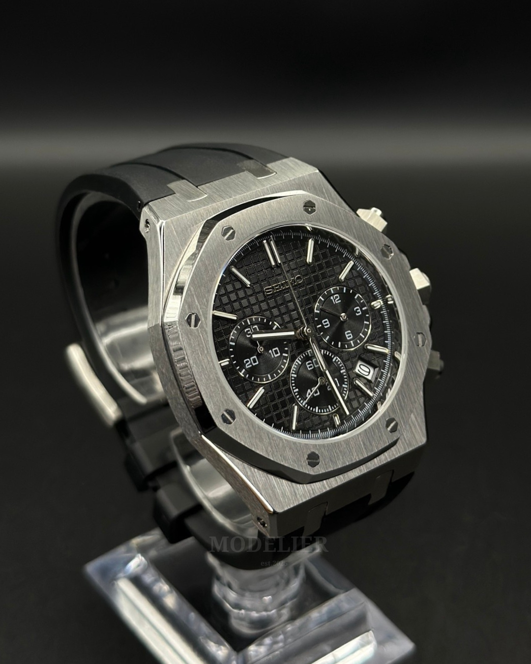 Seiko Royal Oak Mod Chronograph | Black Rubber