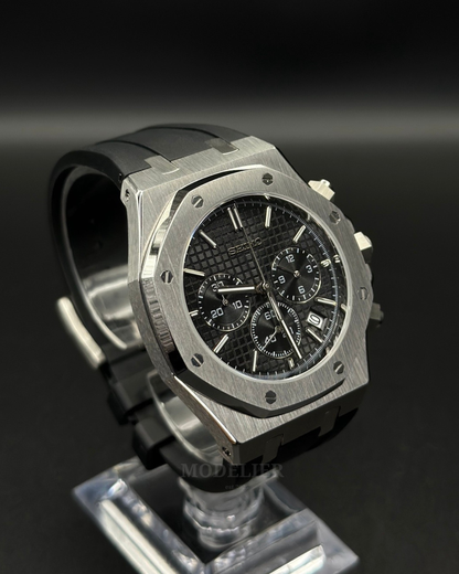 Seiko Royal Oak Mod Chronograph | Black Rubber