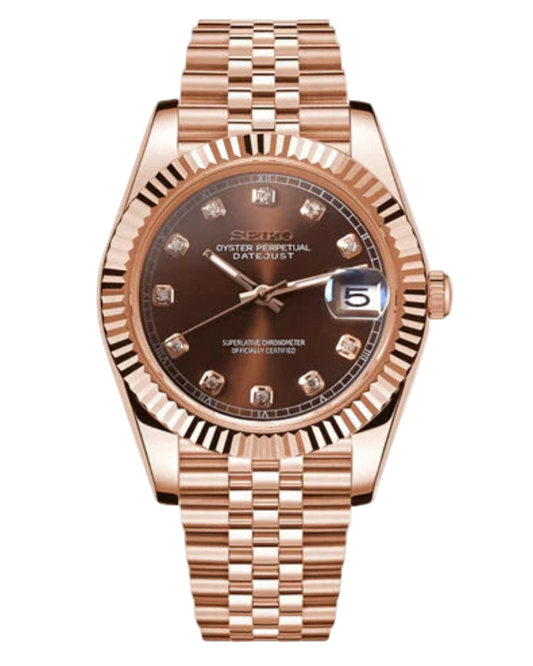 Seiko Datejust Mod Woman Rose Gold Chocolate