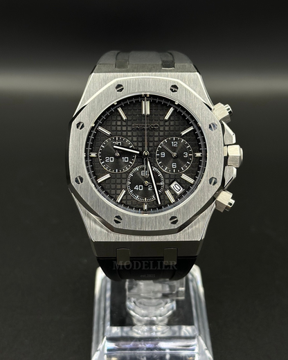 Seiko Royal Oak Mod Chronograph | Black Rubber