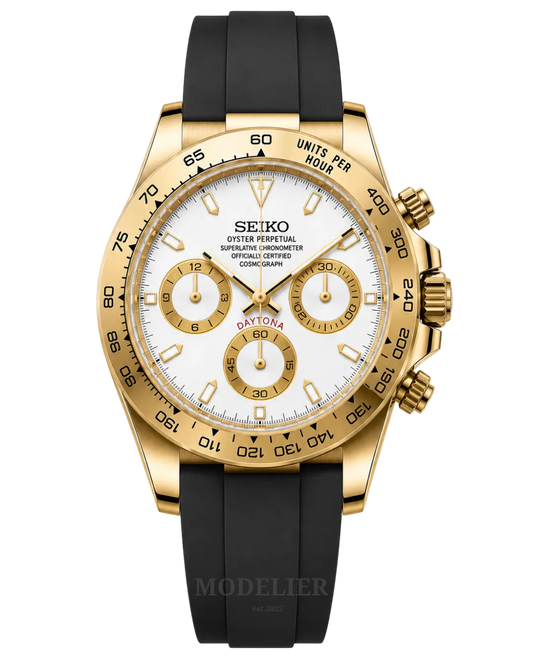 Seiko Daytona Mod White Gold