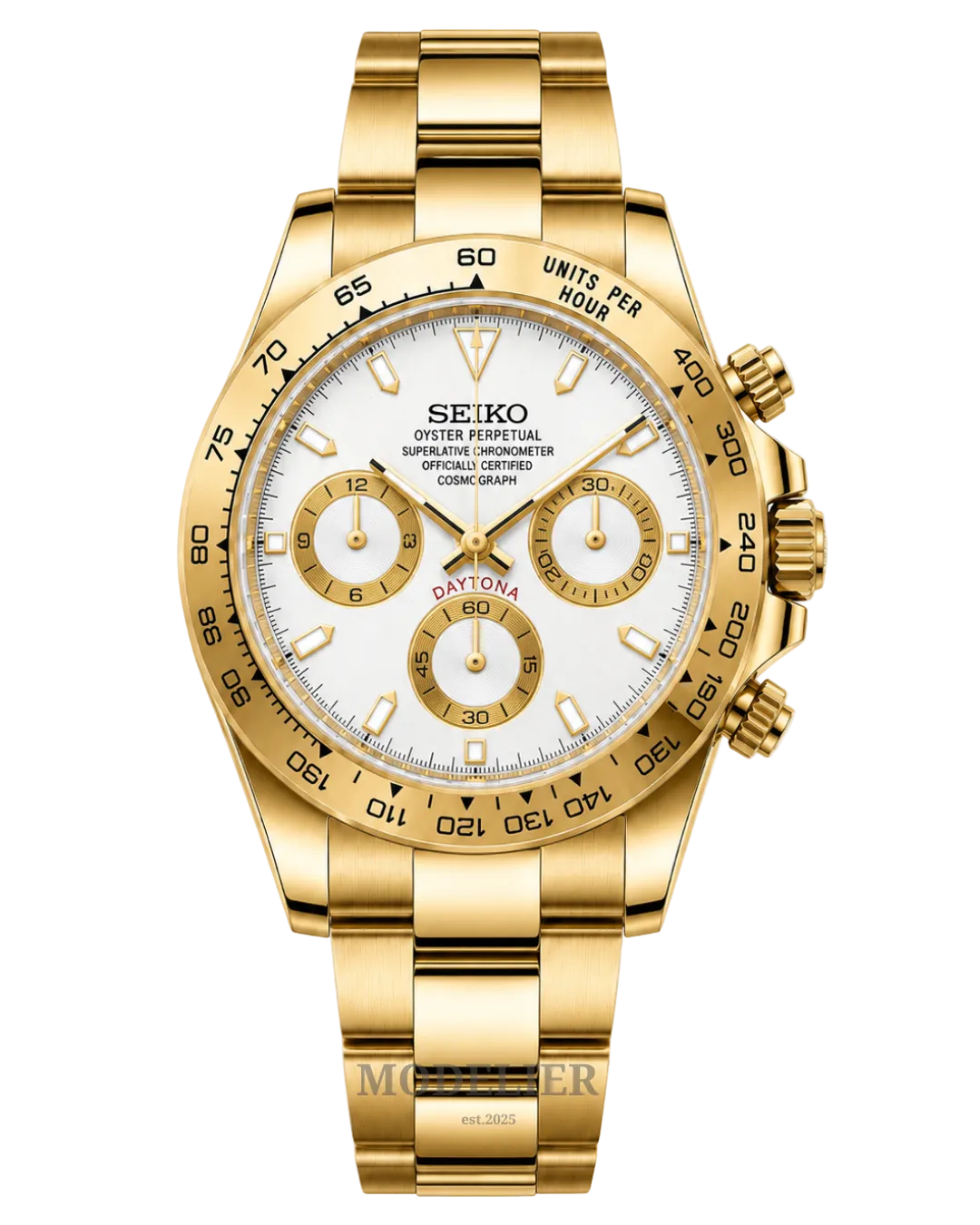 Seiko Daytona Mod White Gold