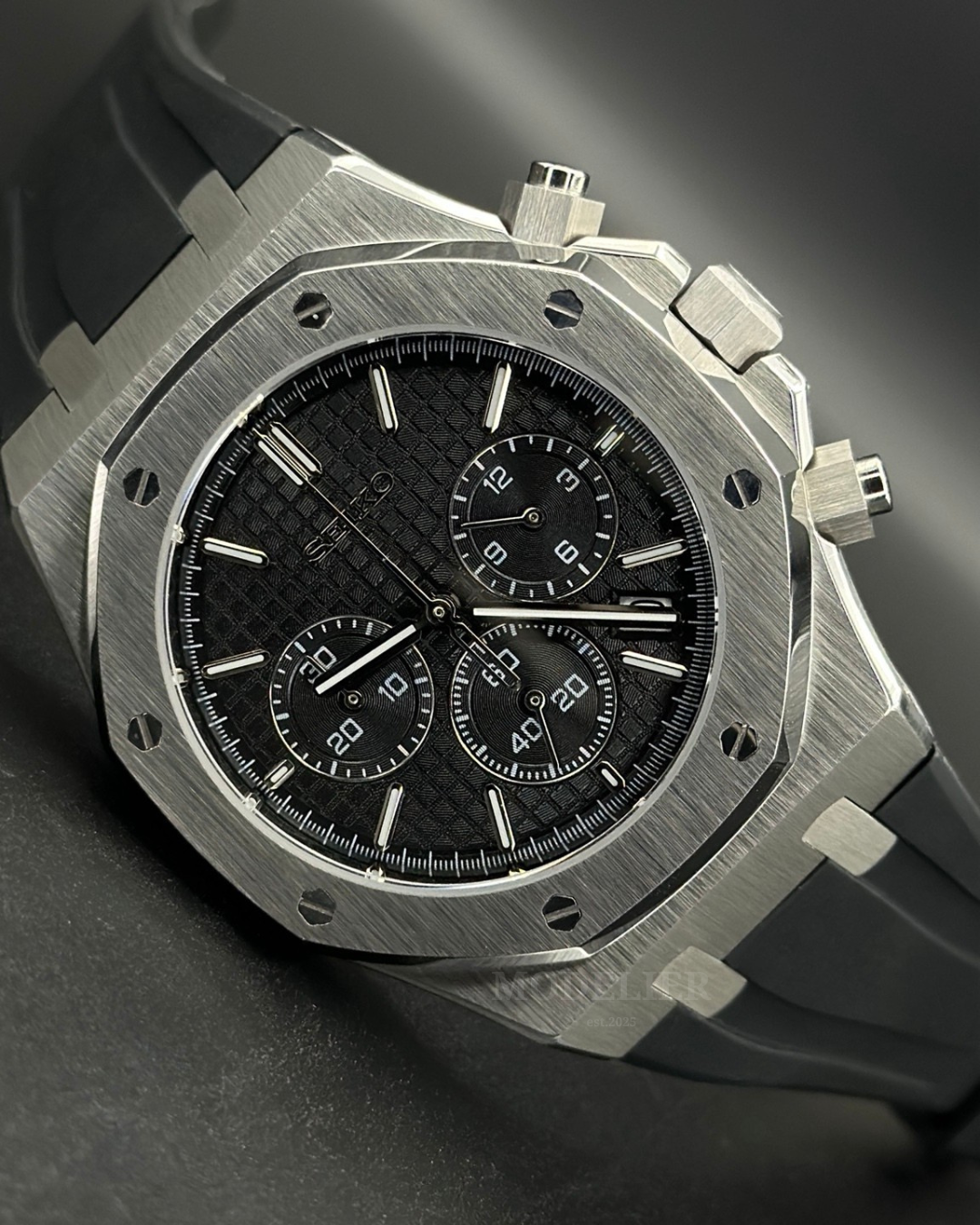 Seiko Royal Oak Mod Chronograph | Black Rubber