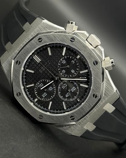 Seiko Royal Oak Mod Chronograph | Black Rubber
