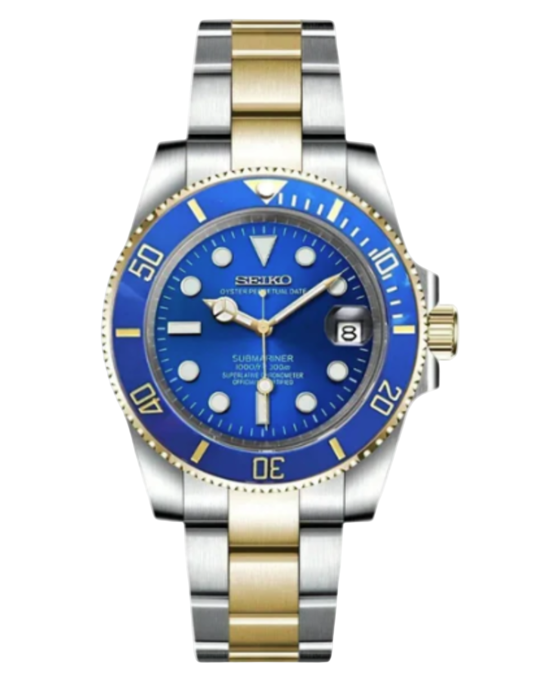 Seiko Submariner Mod Blue Gold Two Tone