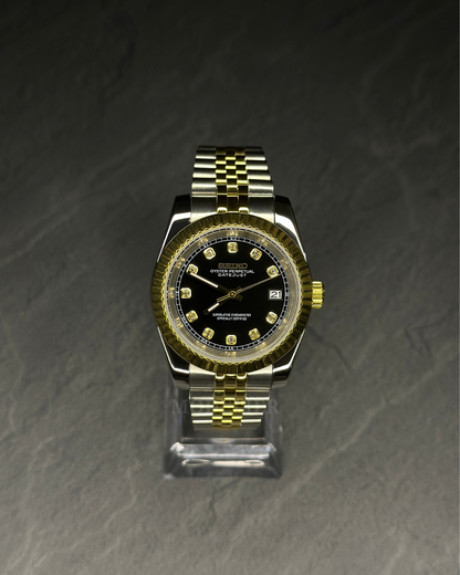 Seiko Datejust Mod Black Gold Diamond