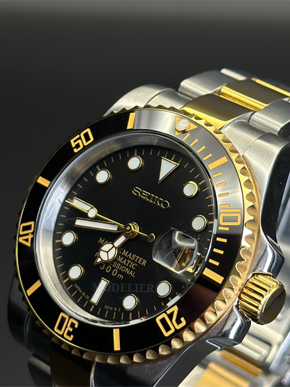 Seiko Submariner Mod Black Gold Two Tone