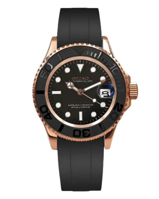 Seiko YachtMaster Mod Oysterflex Rose Gold